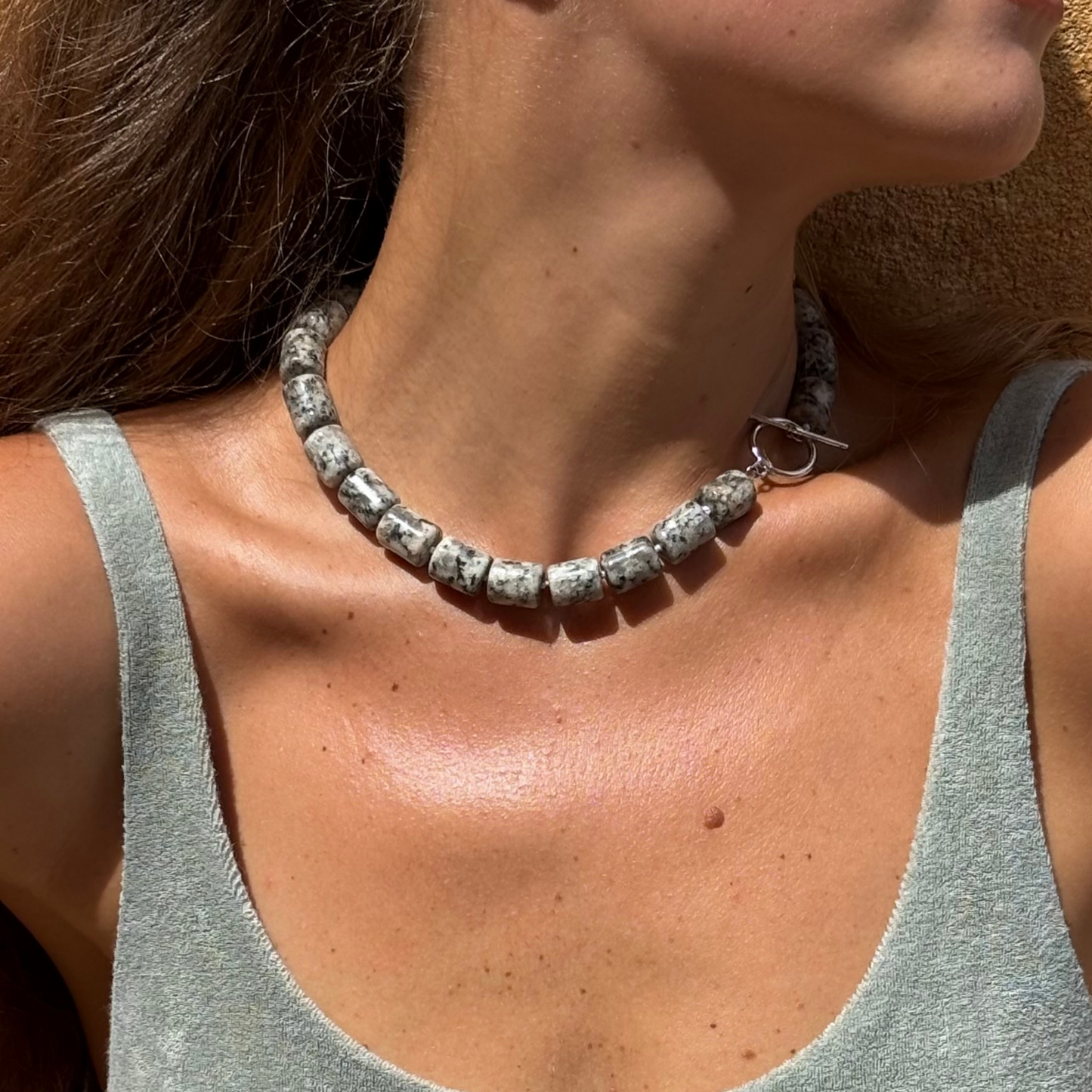 Grey agate necklace