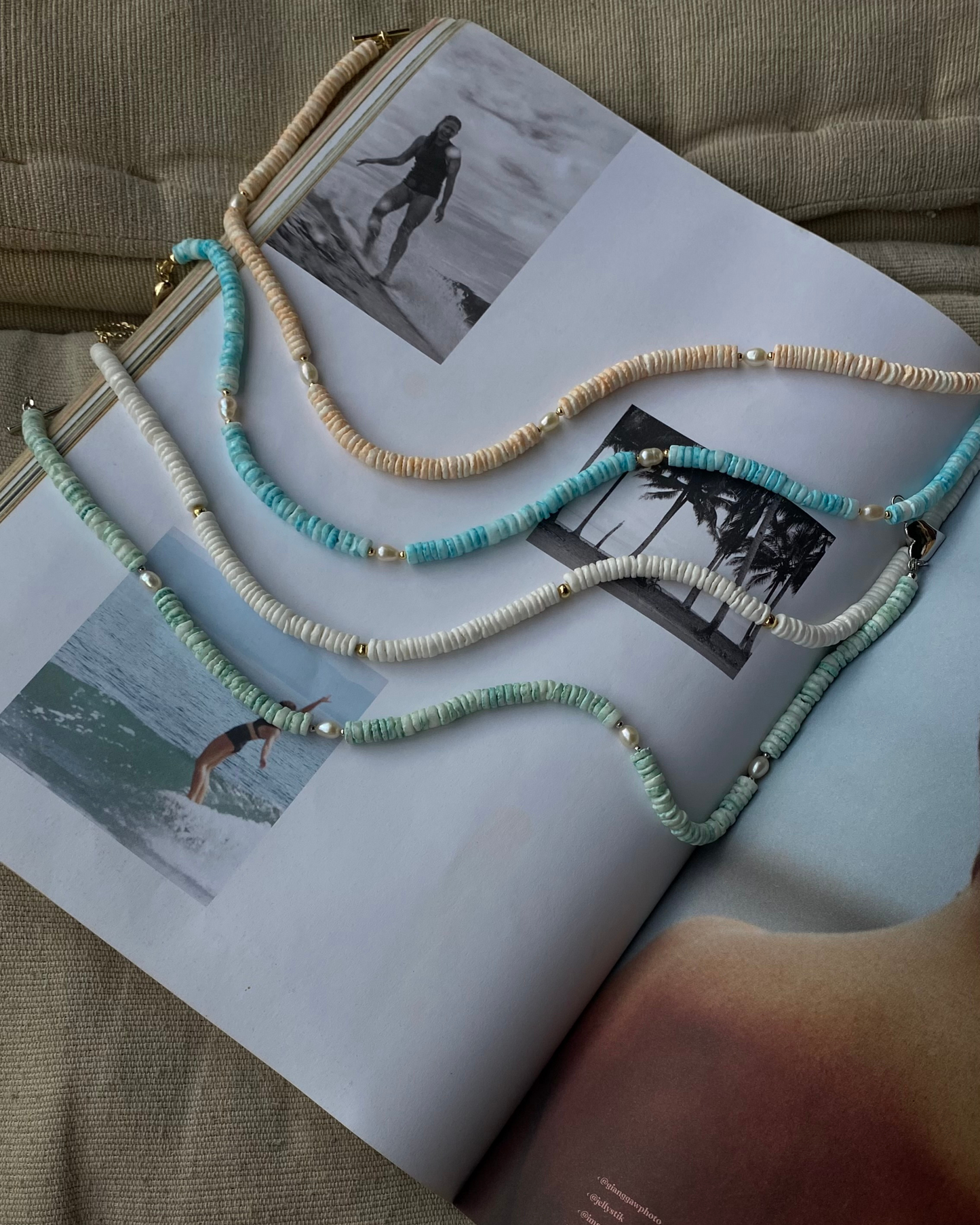 Shell necklace with pearls